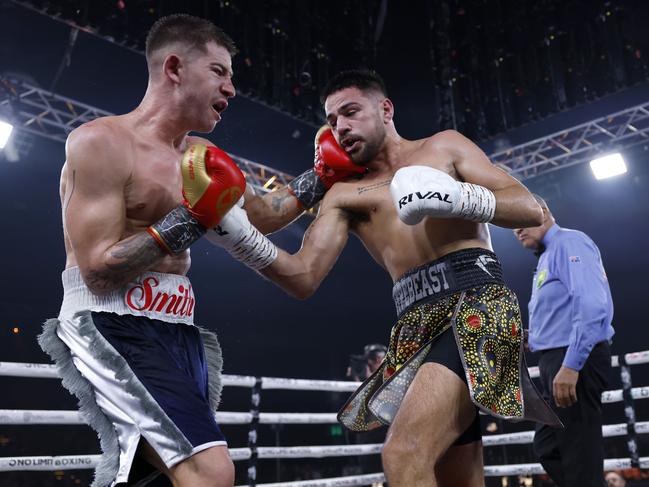 Mason Smith lands another shot. Picture: No Limit Boxing