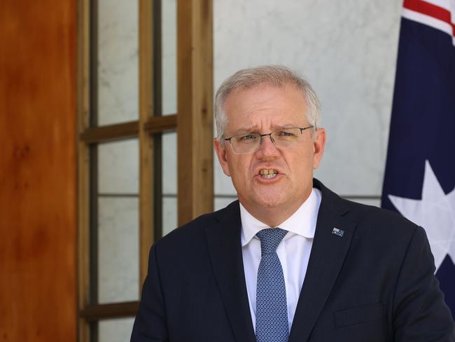 Scott Morrison said GPs and Pharmacists would receive $10 extra from the federal government for administering the booster shot. Picture: NCA NewsWire / Gary Ramage