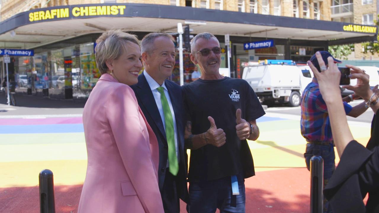 The drag queens stood Mr Shorten up, but his fans were out in force. Picture: news.com.au