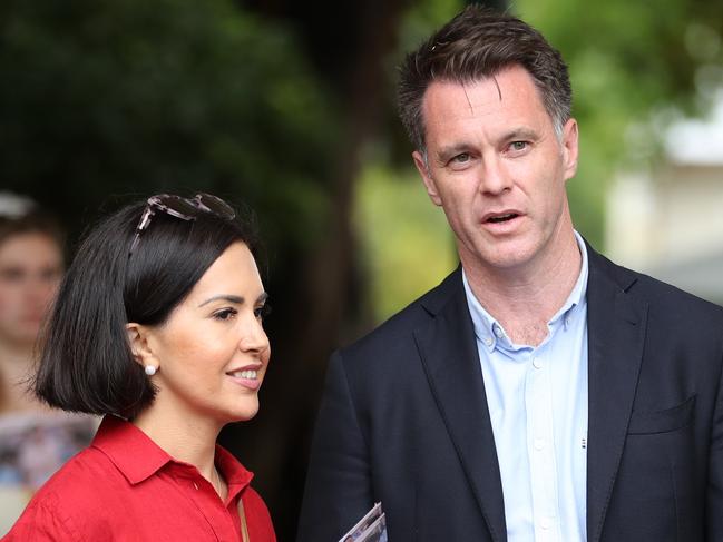 SUNDAY TELEGRAPH. FEBRUARY 12, 2022.Pictured at Burwood Public School in Burwood today is the NSW Labor Party Leader Chris Minns and NSW Labor Deputy Leader Prue Car, in support of Labor Candidate for the Strathfield By Election, Jason Yat-Sen Li. Picture: Tim Hunter.