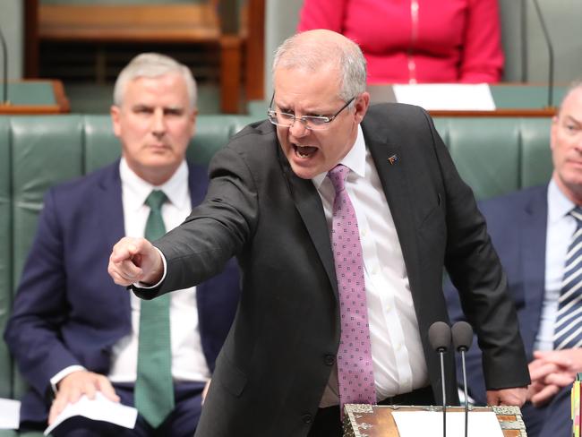 PM Scott Morrison during Question Time in the House of Representatives Chamber at Parliament House in Canberra. Picture Kym Smith