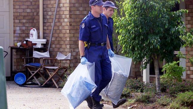 Police collect evidence from the home of Francis Michael Fahey at Narangba.