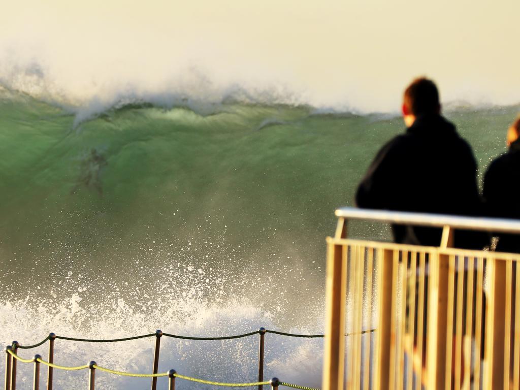 A massive swell has hit the Sydney coast overnight to the delight of some surfers at Bronte. Picture: John Grainger