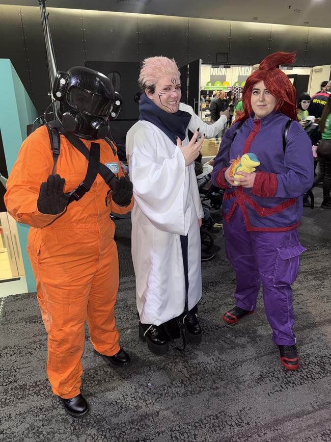 Sarah Allen, Shai Fletcher and Kurt Sternberg attend the Oz Comic Con Melbourne at the Melbourne Convention & Exhibition Centre on Saturday, June 07, 2025. Picture: Jack Colantuono