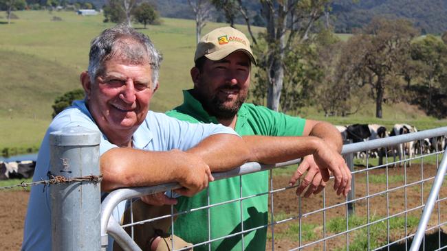 Tony Allen with his son Rocky at their Galba Holsteins property in Cobargo. Picture: Lyndal Reading