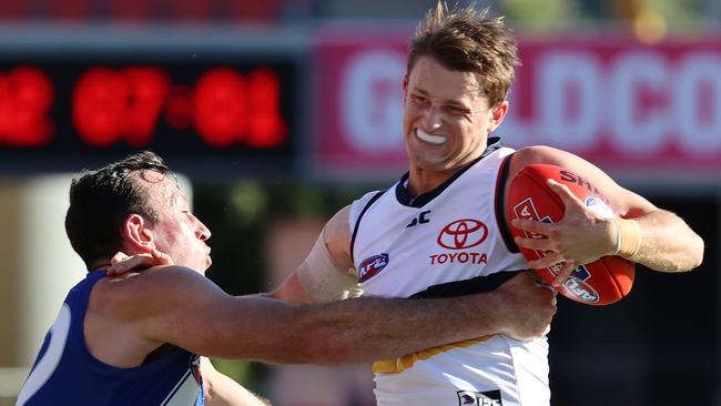 Matt Crouch has had to carry the load in the Crows’ midfield. Picture: Michael Klein