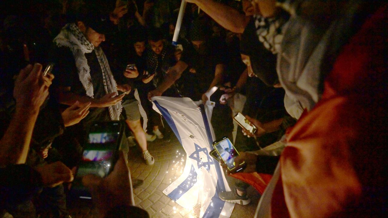 The incident comes amid fears of domestic repercussions of the bloody Israel-Hamas conflict, which broke out over the weekend. A pro-Palestine took place on the steps of the Sydney Opera House on Monday evening. Picture: NCA NewsWire / Jeremy Piper