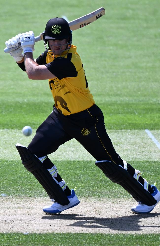 D'Arcy Short of Western Australia bats during the Marsh One Day Cup match between Tasmania and Western Australia. Picture: Steve Bell/Getty Images.