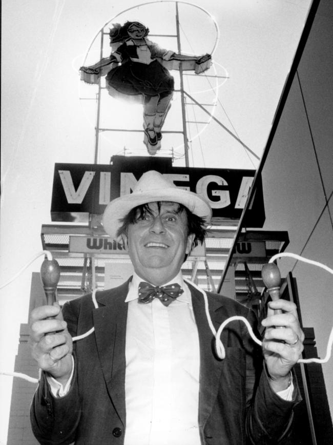 Barry Humphries with “Little Audrey”.