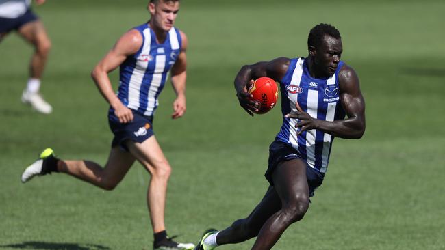 Majak Daw at North Melbourne pre-season training.