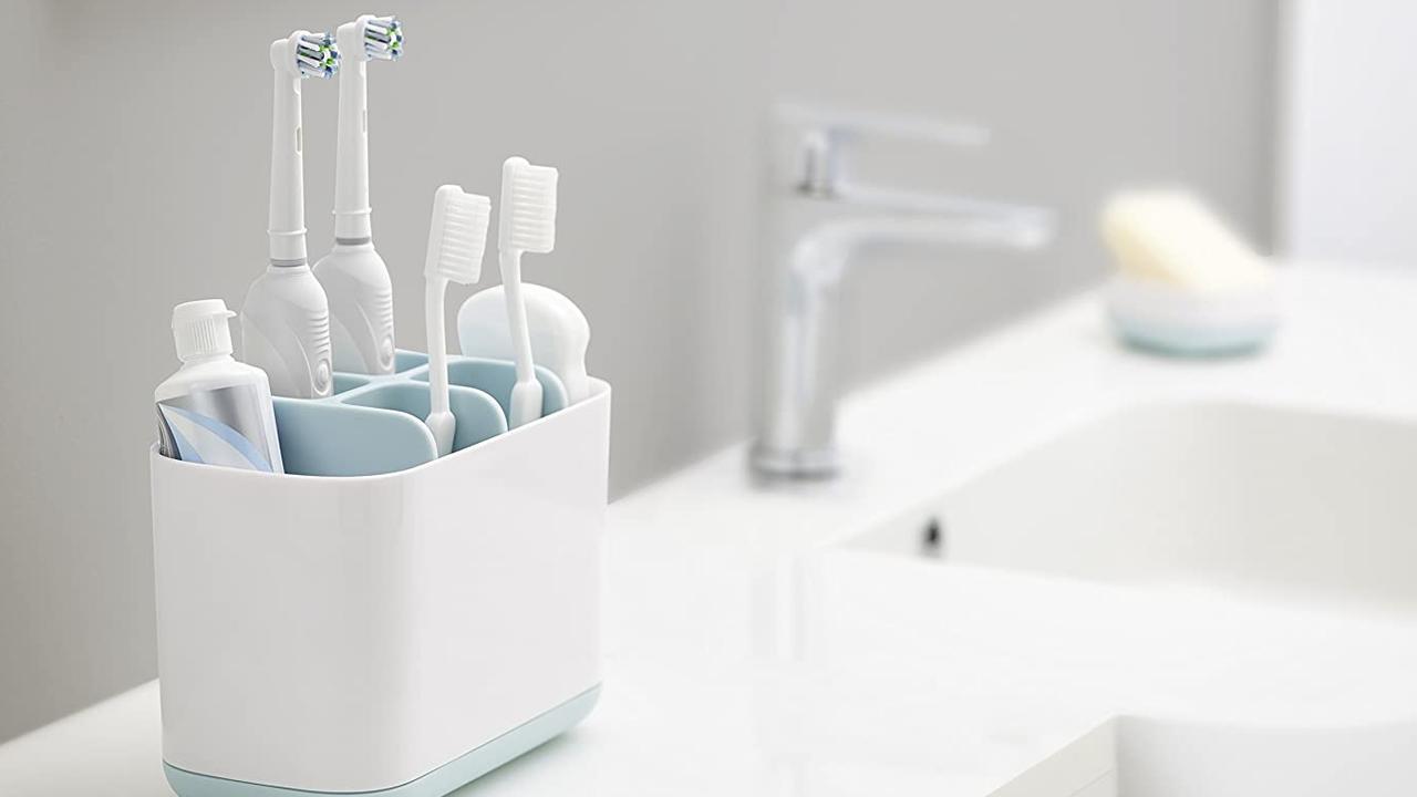 Keep your toothbrush, toothpaste and floss organised in one place.