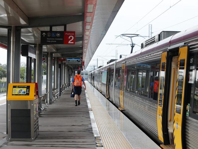 An empty platform at Kippa-Ring station is indicative of the underuse of the new Redcliffe line.