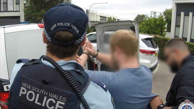 Christiaan De Freitas is arrested at Kellyville on February 24, 2021, after the mushrooms were seized at Greystanes. Picture: NSW Police