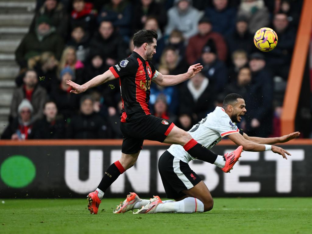 Cody Gakpo goes down before Liverpool were controversially awarded a penalty. Picture: Getty