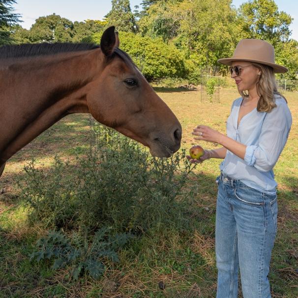 Holly Bowden at Chatsworth Tasmania farm stay at Cressy during filming for Left Off The Map. Picture: Simon Hamilton.