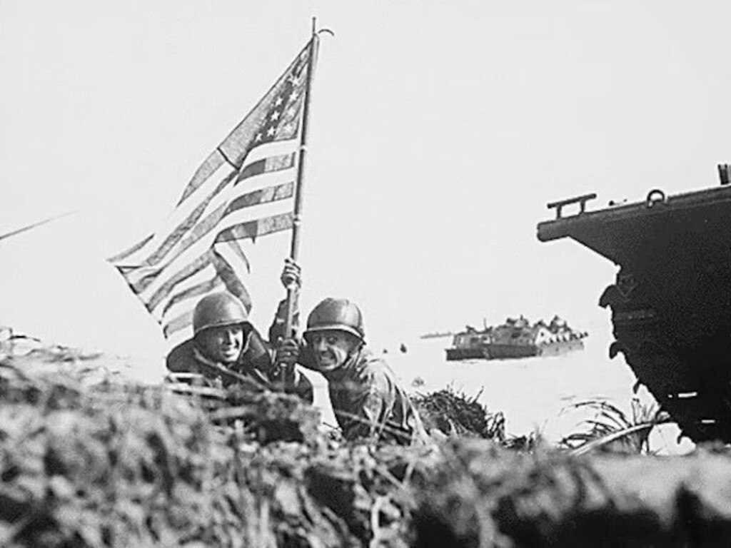 US soldiers fighting on Guam during WWII. Picture: US Department of Defense.