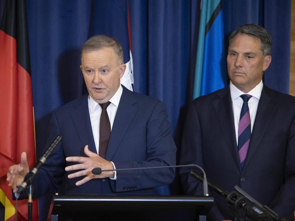 The Leader of the Australian Labor Party, Anthony Albanese with the Deputy Leader of the Australian Labor Party, Richard Marles. Picture:NCA Newswire/Gary Ramage