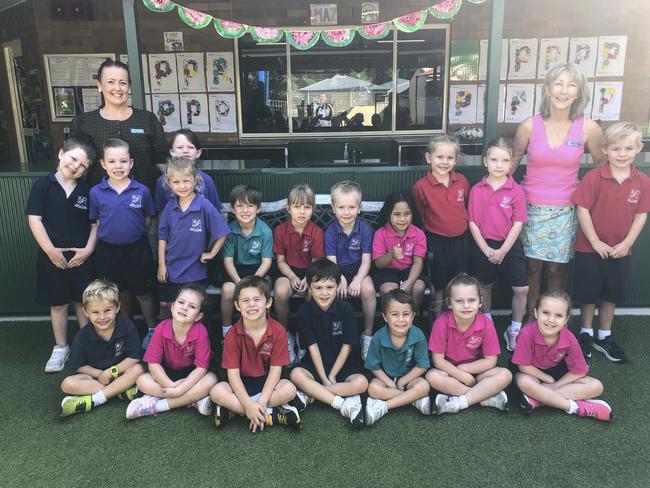 My First Year 2023: St Joseph's School, Chinchilla Prep C students with Mrs Moloney (left) and Mrs Crow.