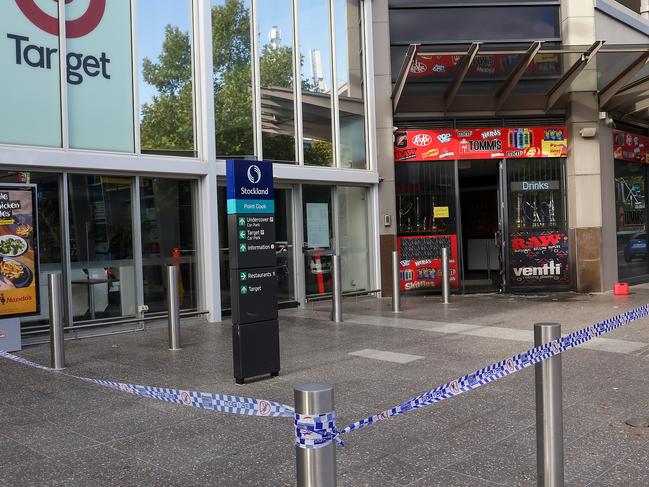 A fire was lit outside TommiÃs Gifts and Smoking Accessories tobacco store in Murnong St. Point Cook. Picture: Ian Currie