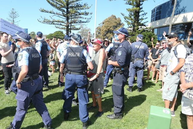 People in the Tweed are protesting the border restrictions. 22 August 2021 Coolangatta Picture by Richard Gosling