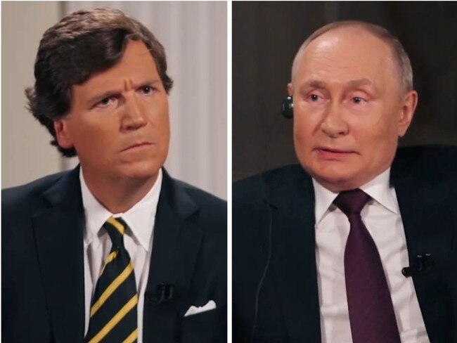 Tucker Carlson interviews Vladimir Putin. Picture: Supplied