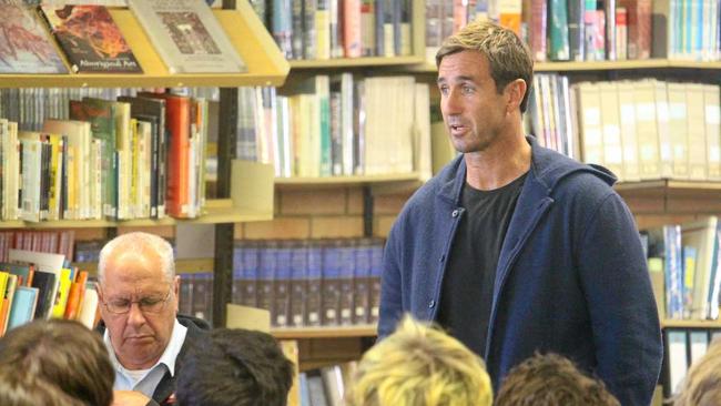 Rugby League Immortal Andrew Johns visited South Grafton High School on Monday to talk about his experience growing up with mental health issues. Picture: South Grafton High School