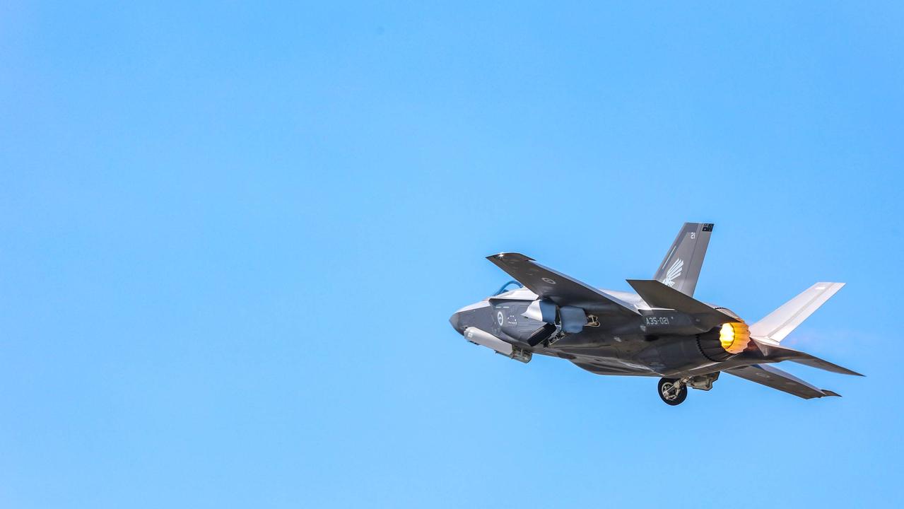 One of RAAF's new additions , The F-35A Lightning 2 will be among 50 fighting planes involved in Exercise Arnhem Thunder 21 over the Top End . Picture Glenn Campbell