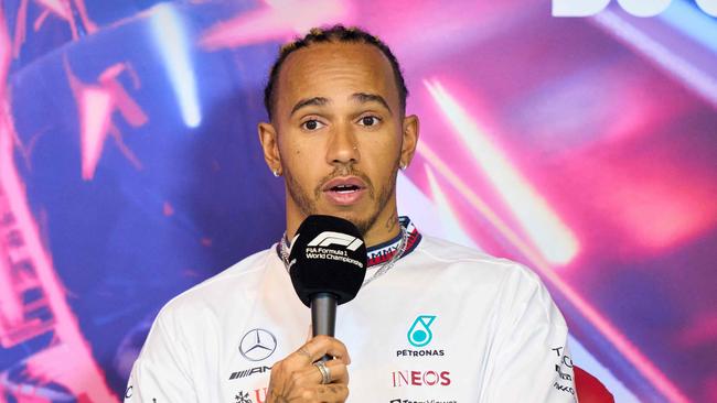 Lewis Hamilton was racially abused by former F1 champion Nelson Piquet in a podcast. Picture: Geoff Robins/AFP