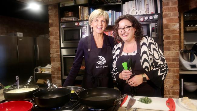 Julie Goodwin cooks up a feast for Foreign Minister Julie Bishop and local business women at Julies Place. Picture: Sue Graham