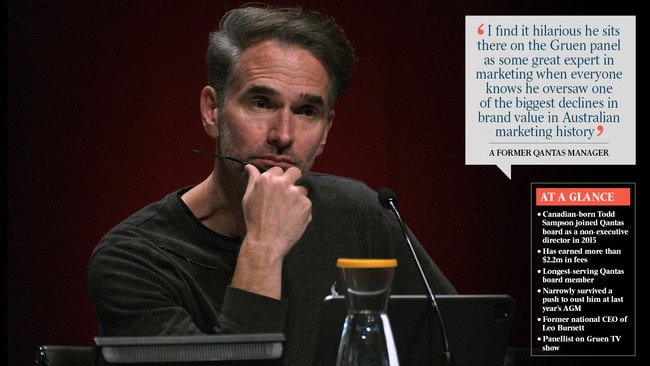 Todd Sampson at the Qantas AGM where he was narrowly re-elected despite a push by several investor groups to oust him. Picture: Luis Ascui