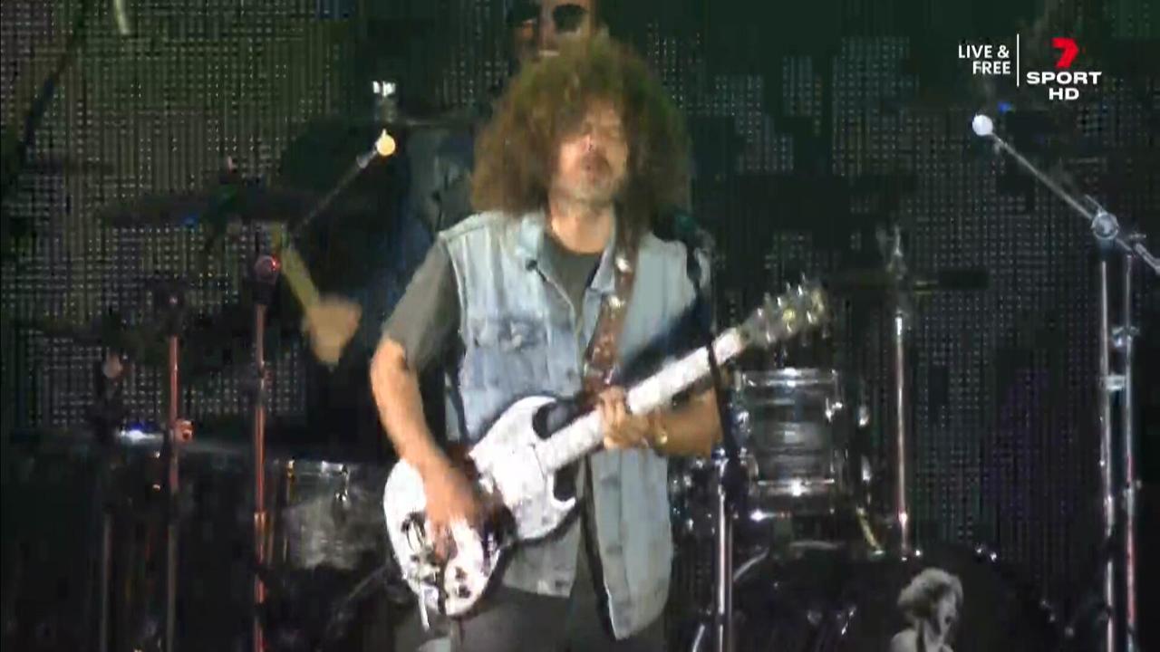 Wolfmother's Andrew Stockdale performs at the Grand Final.