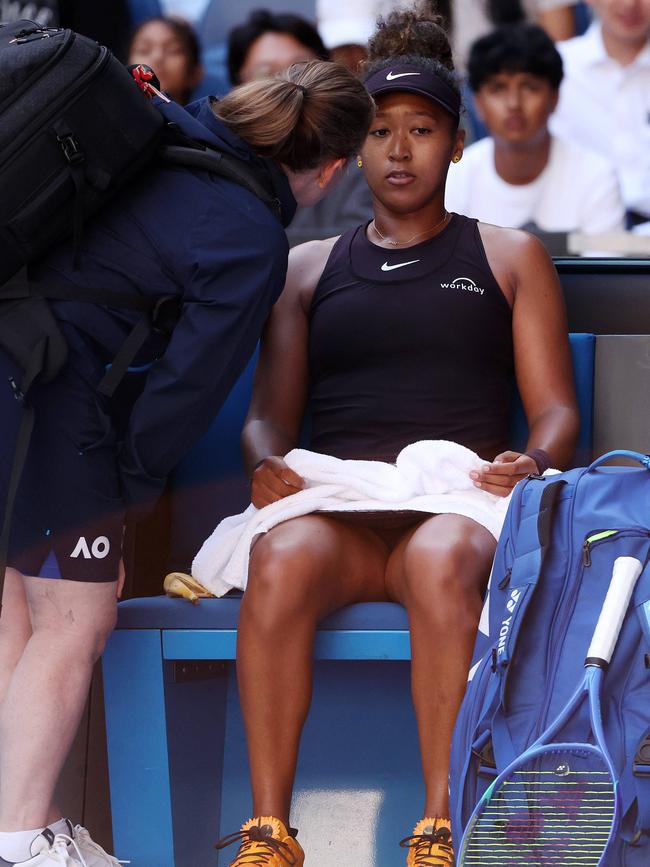 Osaka retired shortly after the opening set on Friday. Picture: Mark Stewart