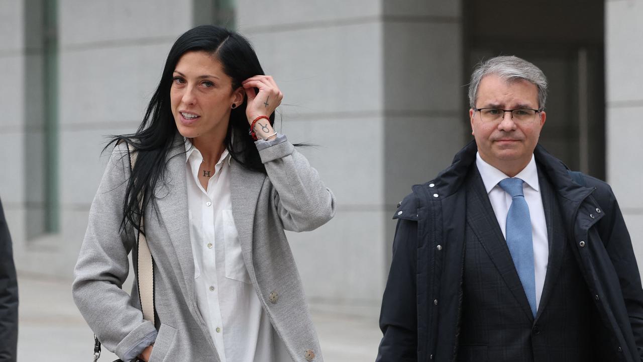 Spain's player Jennifer Hermoso (L) leaves after an audience at the Audiencia Nacional court in Madrid on January 2, 2024. (Photo by Pierre-Philippe MARCOU / AFP)