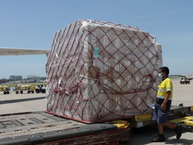 A shipment of 1.2 million RATs arrived at Sydney airport on Monday. Picture: Supplied