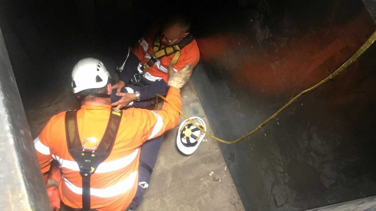 An emergency training session deals with a confined spaces rescue. Picture: Contributed