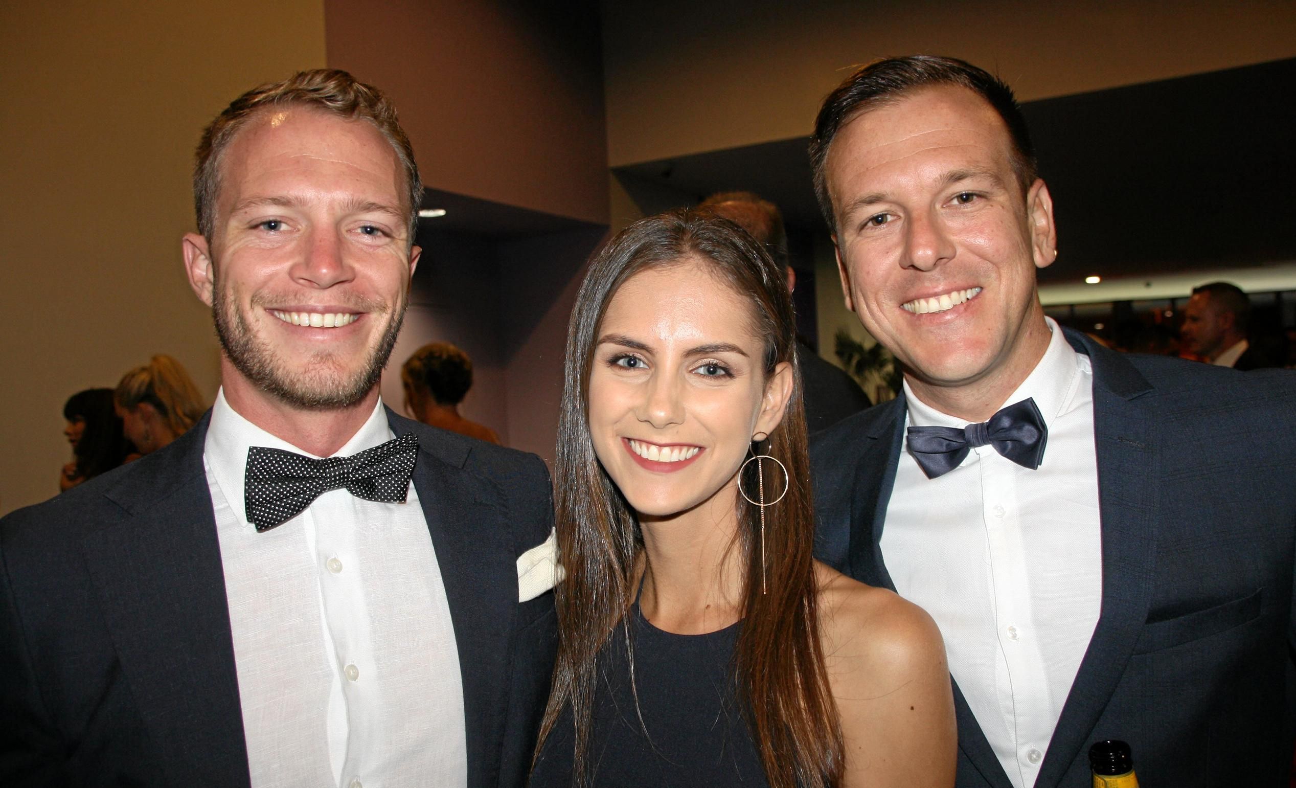 ?Michael Walpole, Brianna Deacon, Eliot Krause of Amber Werchon Property at the 2018 REIQ State Awards for Excellence at the Brisbane Royal International Convention Centre. Picture: Erle Levey