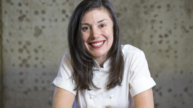 Pastry chef Kate Reid in her mega-popular croissant shop Lune in Fitzroy. Picture: Sarah Matray