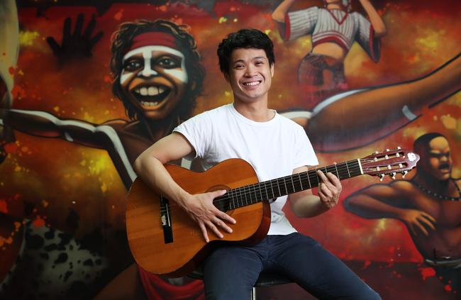 Youth worker Ian Escandor, who uses music to engage with kids at the Street University at Mt Druitt. Picture: AAP Image/David Swift