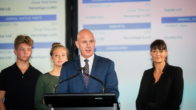 Mr Gutwein, speaking following the 2021 Tasmanian State Election, said now was the time to prioritise his family. Picture: NCA NewsWire / Richard Jupe