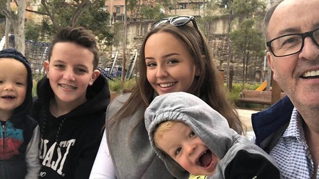 Outgoing 2GB afternoons host Chris Smith with son Morgan, daughter Ashley and twin sons Henry and Aengus. Picture: Instagram/chrissmithradio