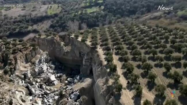 Turkish olive grove turned into a huge canyon  (CBS)