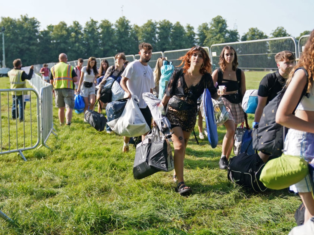 Festivalgoers arrive at the Latitude festival in Henham Park, Southwold, Suffolk. Picture date: Thursday July 22, 2021. (Photo by Jacob King/PA Images via Getty Images)