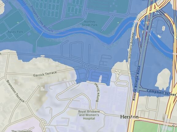 Brisbane flood mapping for Cyclone Alfred: Herston