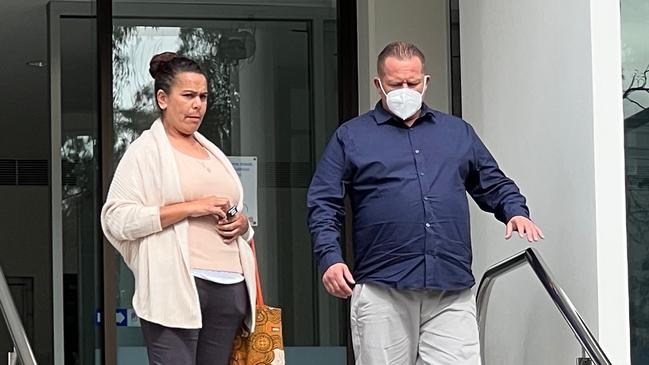 Daniel Jules Landini outside Wollongong Courthouse with wife Sharon Mason on Friday. Picture: Dylan Arvela