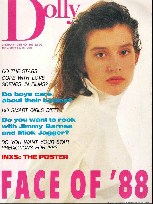 Fischer as a 1988 Dolly covergirl.