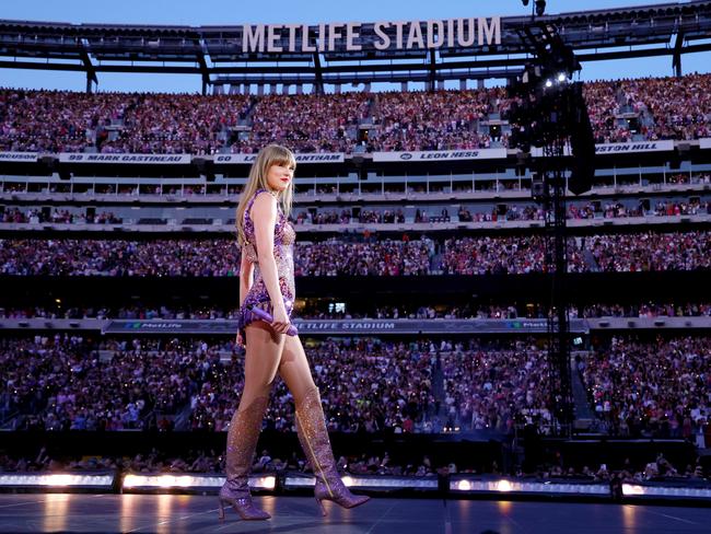 The era of the Eras Tour: Taylor in East Rutherford, New Jersey. The tour is the highest-grossing of all time, with the star set to make at least $4.1 billion in revenue. Picture: Kevin Mazur/TAS23/Getty Images