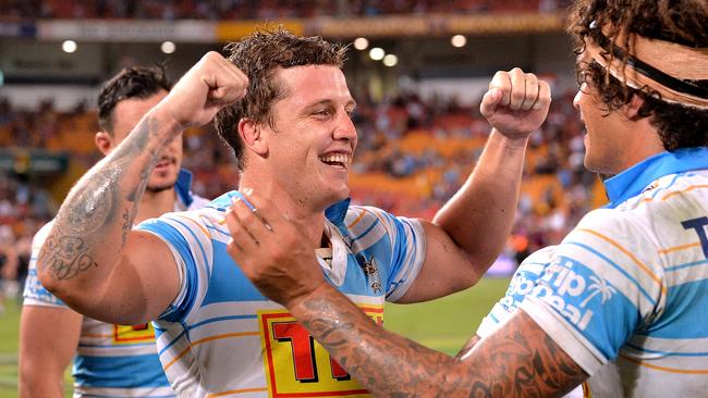 Jarrod Wallace celebrates a memorable victory. (Bradley Kanaris/Getty Images)