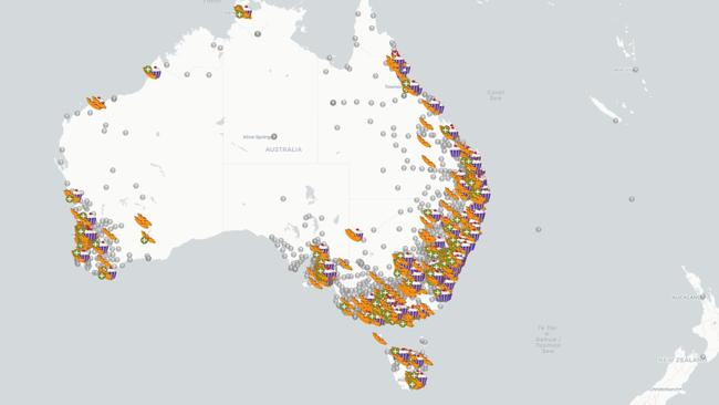 Screen shot from democracysausage.org highlighting all the locations in Australia and around the world - including Antarctica - where Australian can get their hands on a 