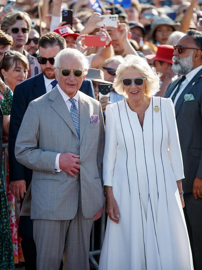 King Charles III and Queen Camilla were happy to meet all the people who came out to see them. Picture: NewsWire / Nikki Short