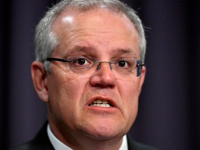 Prime Minister Scott Morrison speaks to the media during a press conference at Parliament House in Canberra, Tuesday, October 16, 2018. The Prime Minister is discussing overturning decades of Australian foreign policy and moving our embassy in Israel from Tel Aviv to Jerusalem. (AAP Image/Mick Tsikas) NO ARCHIVING